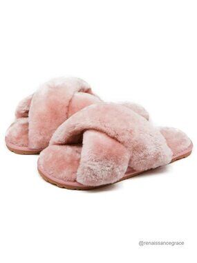 Fuzzy Memory Foam Slippers Cross Band Faux Fur Washable House Shoes